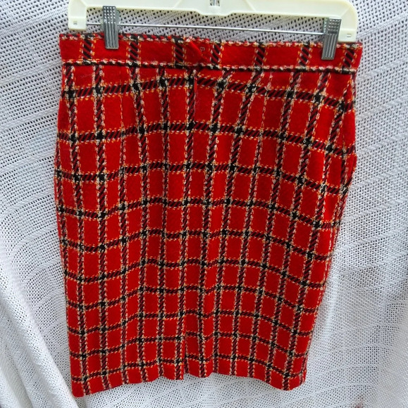 Evan Piccone red boucle vintage kick pleat skirt 8-12 - Picture 3 of 16